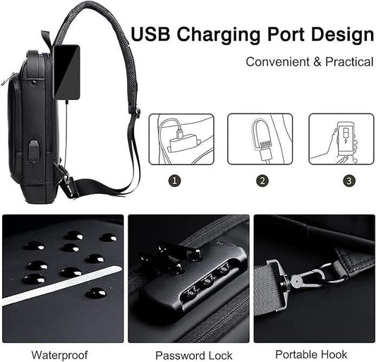 TechGuard Menβs Backpack | USB Charging Port.